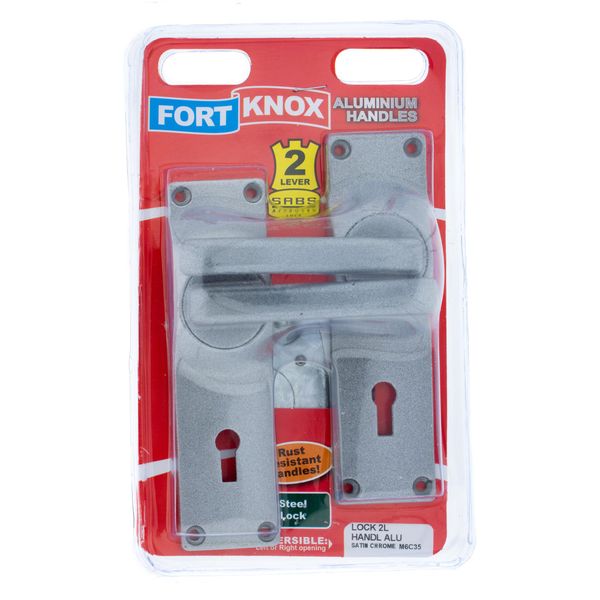 FORT KNOX 2-Lever Lockset SteelLock SatinChrome Handles Aluminium Q:1 M6C35