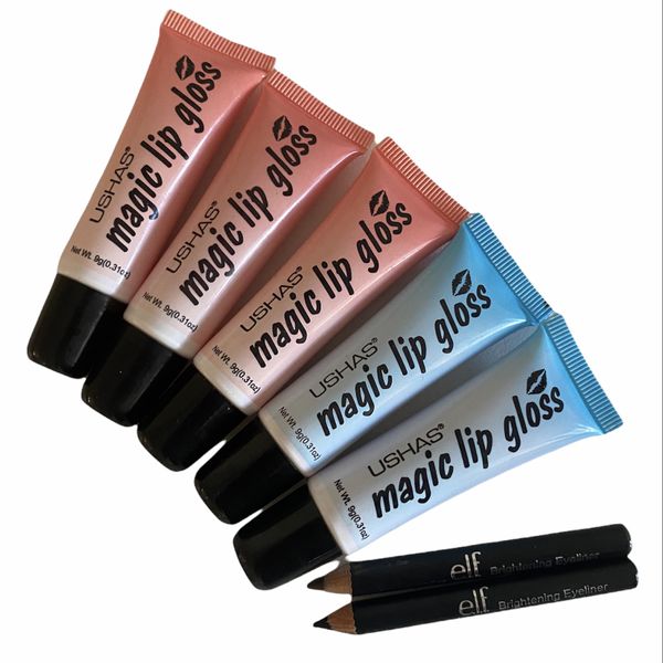 USHAS- Lips Amore' - 5 Piece Magic Lip Gloss Collection &amp; 2 Piece Eyeliner