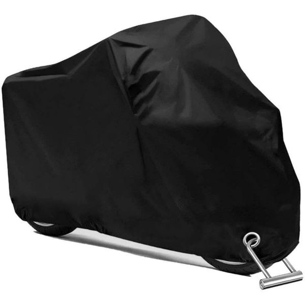 Motorcycle Cover 190T Heavy Duty, Waterproof Outdoor Scooter Cover - Black