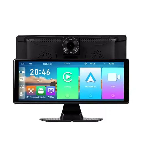 10.36" HD Portable CarPlay/Android Auto Screen with 1080P Front Camera, FM Transmission, and Bluetooth Support | IOS &amp; Android Compatible