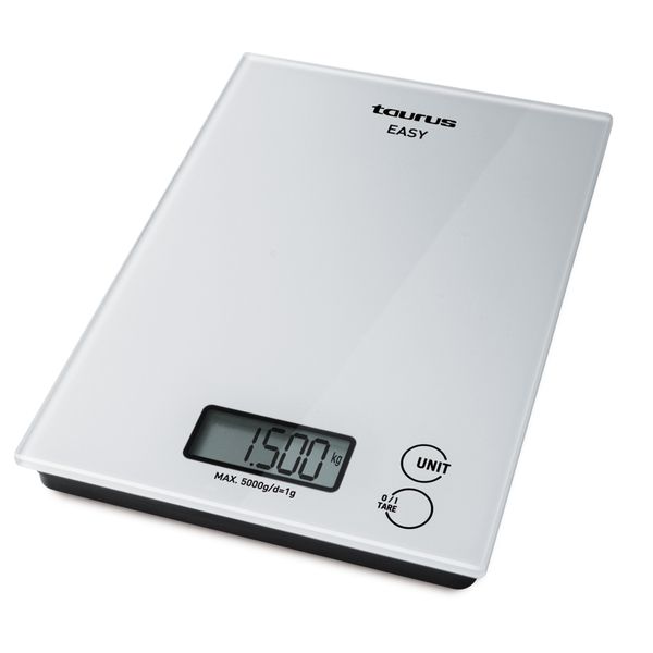 Taurus Kitchen Scale Digital Battery Operated Glass White 5kg 3V
