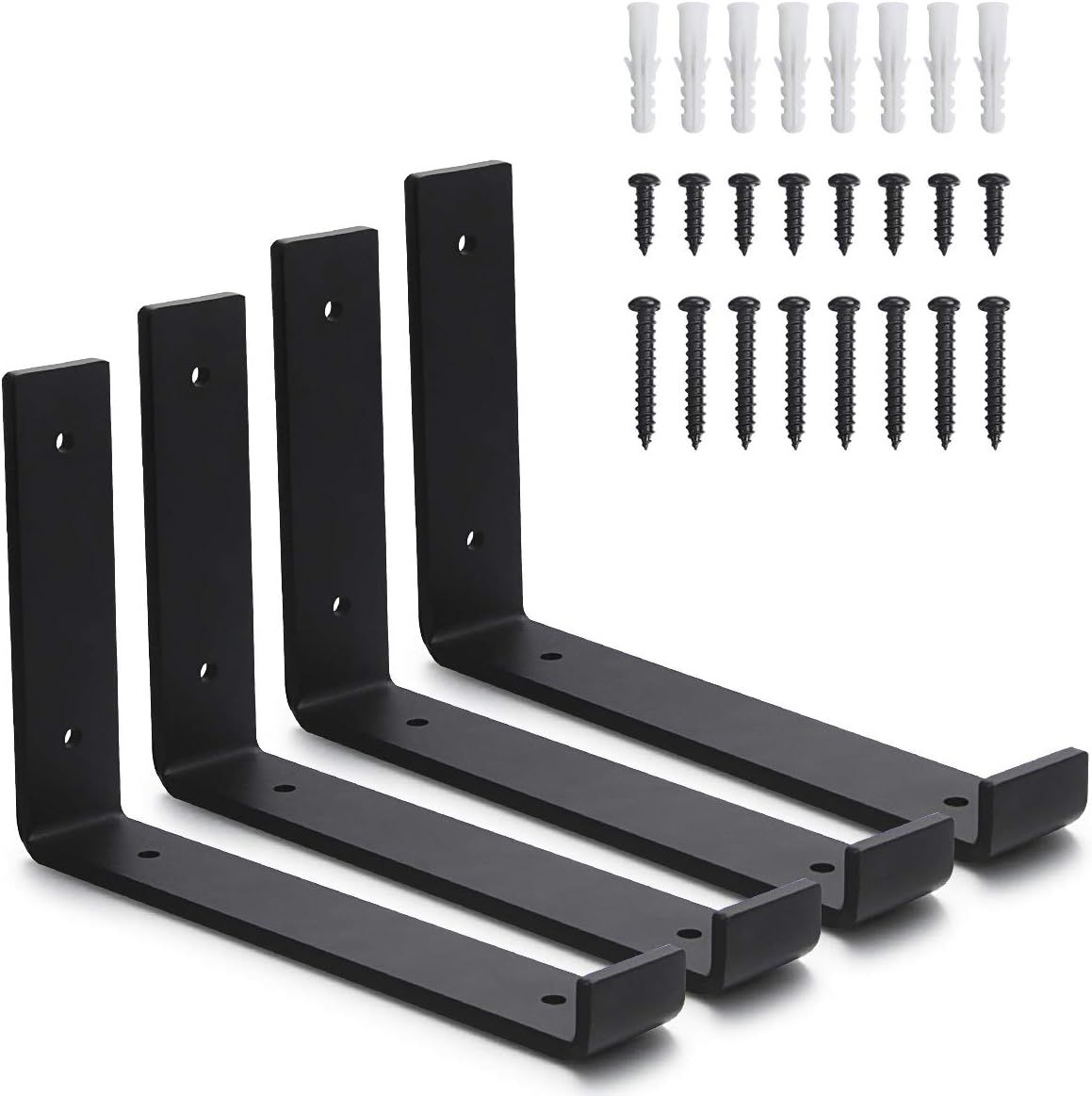 4Pcs 10 Inch Shelf Bracket J Heavy Duty Baked Shelves Floating Wall Mount