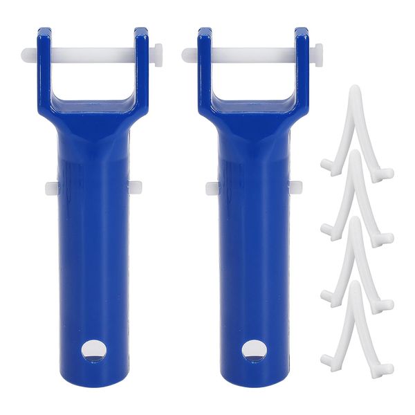 2 Pcs Pool Vacuum Head Handle With 4 Pcs Butterfly V-Clips And Pins