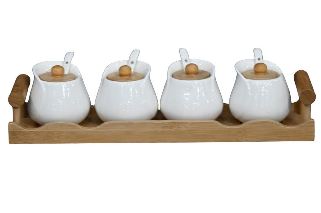 Ceramic Spice Jars With Bamboo Holder Shop Today. Get it Tomorrow