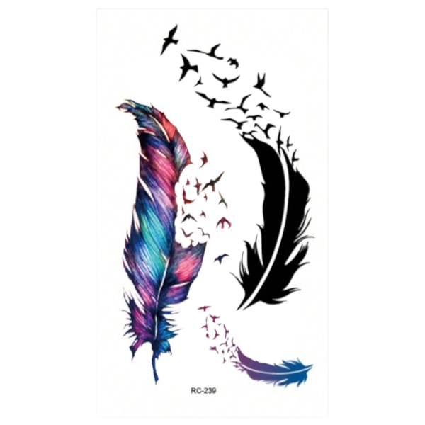 Fun Feather and Bird Temporary Tattoo Sticker - Multicolor