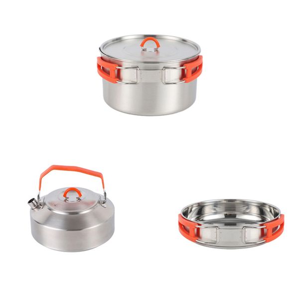 304 Stainless Steel Cookware Set: Frying Pan, Soup Pot, and Kettle
