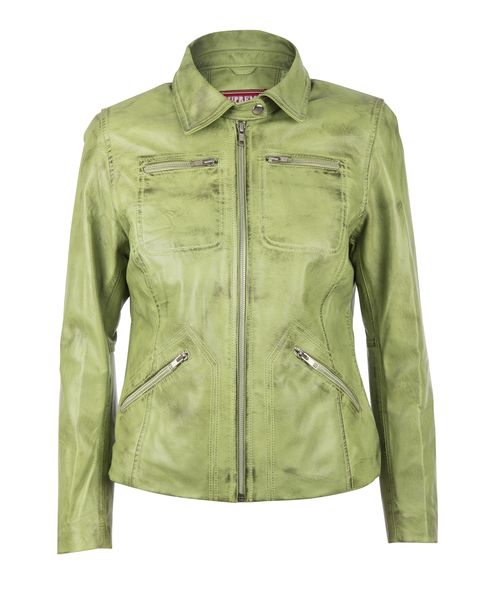 Supreme Leather Women's "Tracey" Wax Leather Jacket - Parrot Green