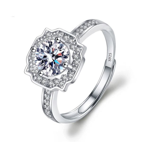 Rings Wedding Moissanite 1Carat Zircon Adjustable Diamond Ring - AB