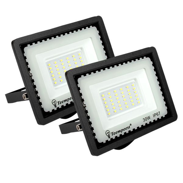 2 Pack LED Flood Light wired Outdoor Floodlight 30W Waterproof Super Bright