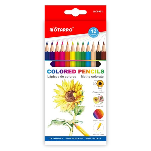 MOTARRO 12Pcs Watercolor Colored Pencils for Art, Sketching &amp; Office