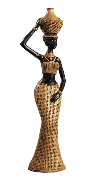 Decor Resin Tribal Tabletop African Woman Sculpture - 29cm