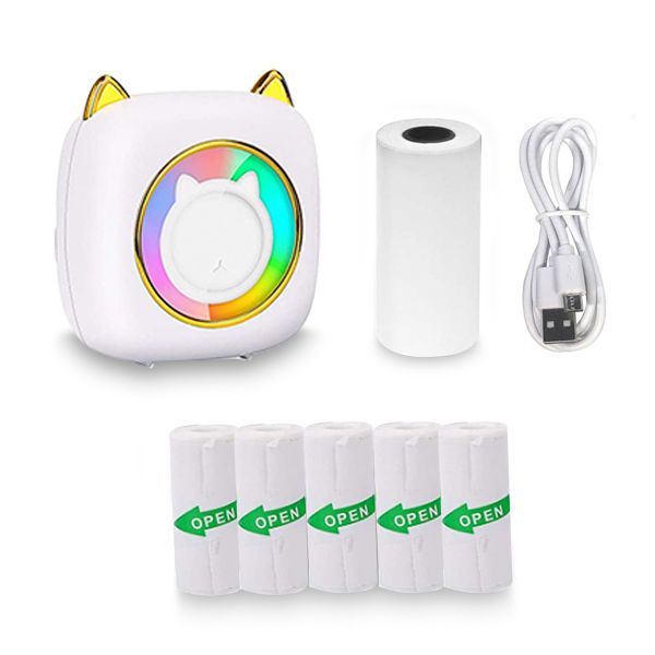 Uuname Portable BT Mini Pocket Thermal Printer &amp; 5 Self Adhesive Paper-C23S