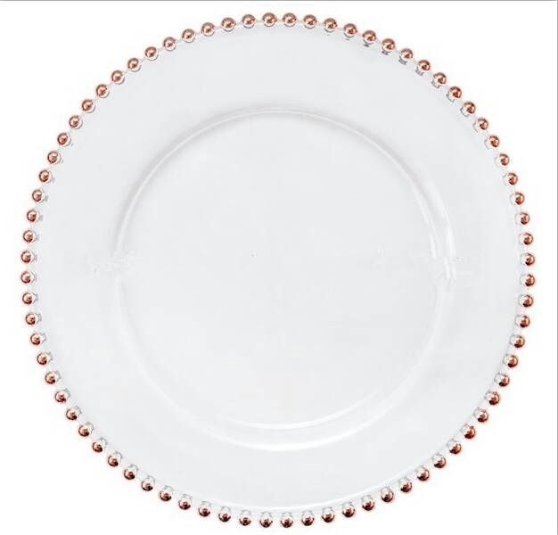 Rose Gold Glass Underplate with Dots (Pack of 12)
