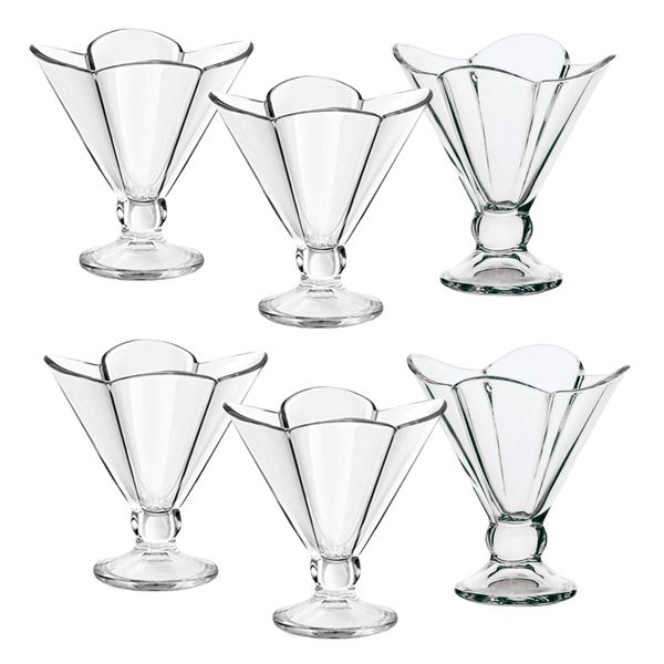 Pack of Six Glass Ice Cream and Dessert Sundae Bowls