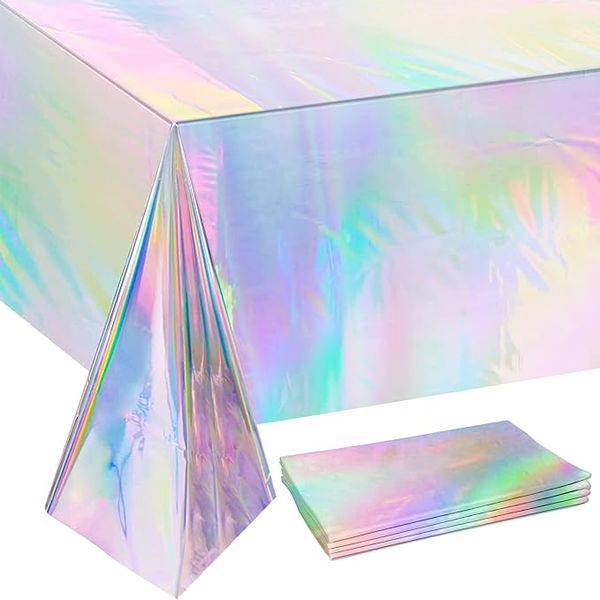 4-Pack of Colorful Plastic Tablecloths for Single Use (54" X 108")