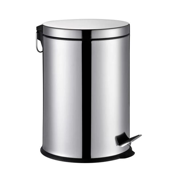 Silver Cylindrical Step-On Bin