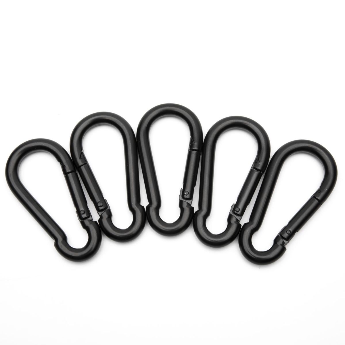 10 Pieces Black Carabiner Clips, Outdoor Mountaineering Buckle Equipment 8 cm