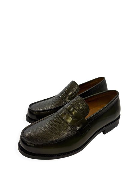 Fatou Wear Genuine Leather Woven Loafers - Green