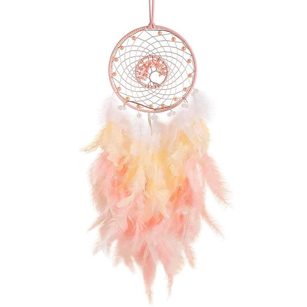 Ornament Led Lights Pink Feather Dreamcatchers For Home Wall Decor