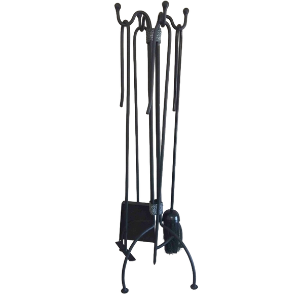 More Fire Fireplace Tool Set - 5 Piece Wrought Iron
