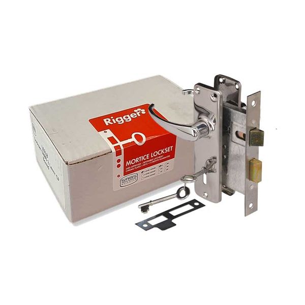 RIGGER Lockset Mortice 2 Lever Chrome Plated SABS In Box
