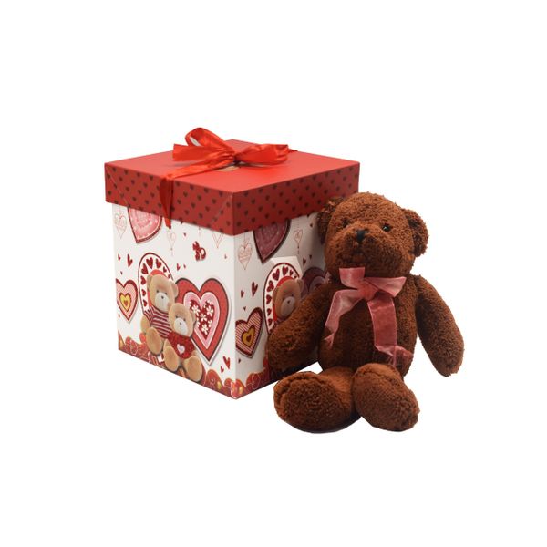 20CM Brown Teddy Bear &amp; Valentine's Day Surprise Gift Box Set