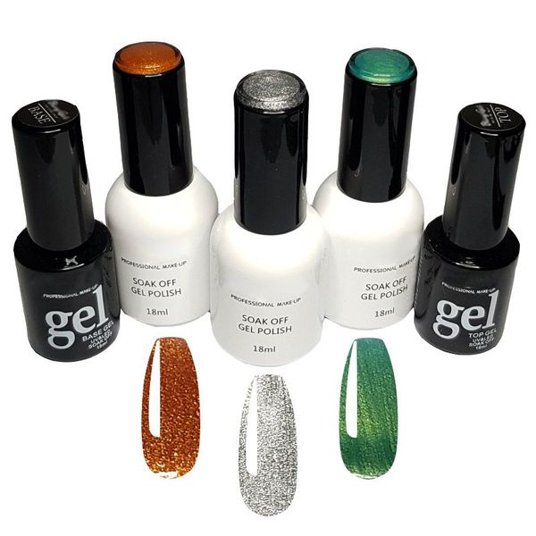 Proffessional UV Gel Nail Polish Colour Glitter Designs - 5 Piece Set