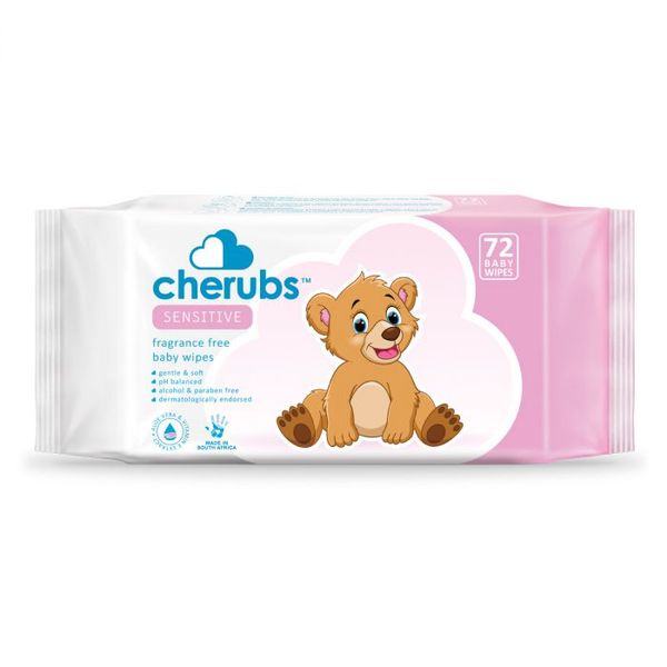 Cherubs - Sensitive Fragrance-Free Baby Wipes - 1 x 72's