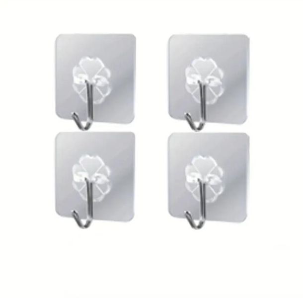 4 piece Waterproof Adhesive Hooks for Kitchen &amp; Bathroom