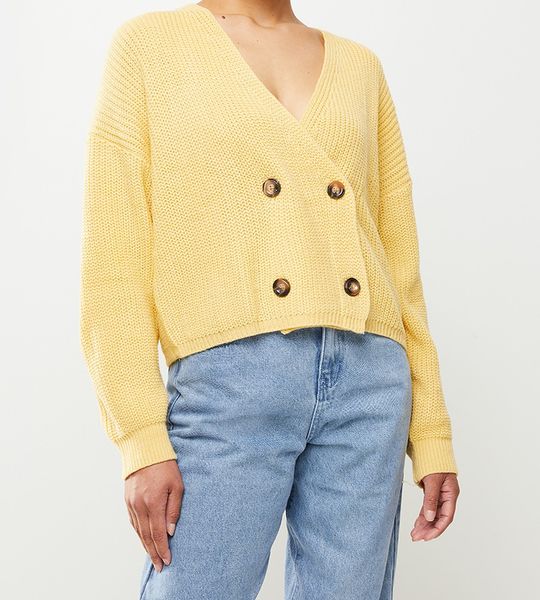 Women's Missguided Double Breasted Cardigan - Yellow