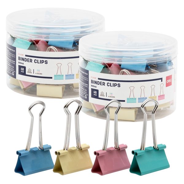 96pcs Binder Clips Paper Clip 25mm Metal Clamps Fold Back 4 Colors