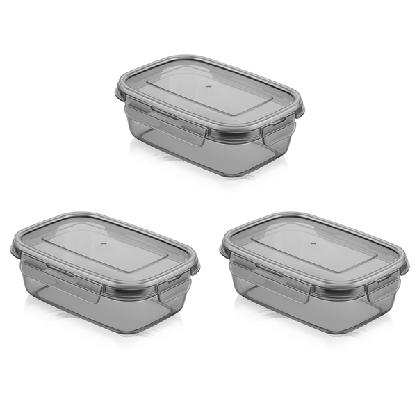 Airtight Stackable 1.2 Litre Plastic Food Storage Container - 3 Pack