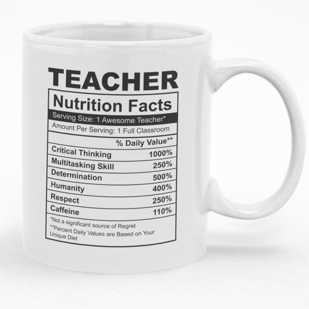 Teacher Nutrition Facts Custom Printed Novelty Mug | Shop Today. Get it ...