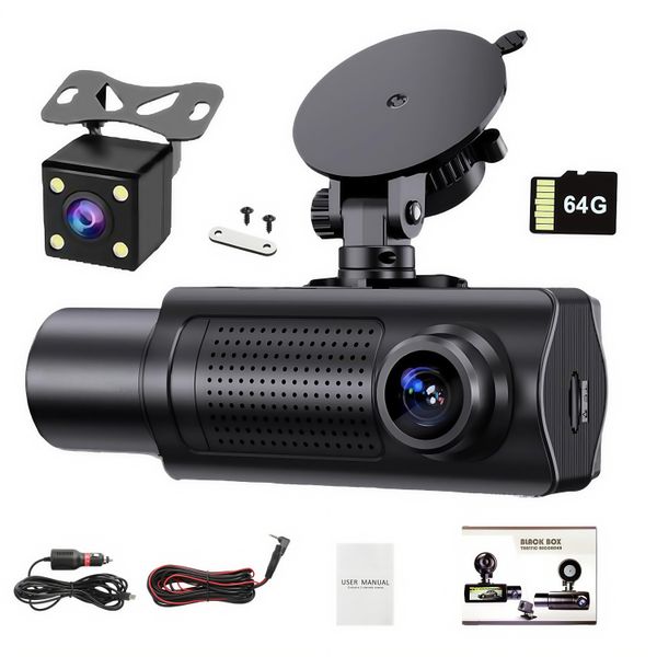 4K Wifi Dash Cam Front And Rear Inside,Free 64G SD Card,3 Cameras