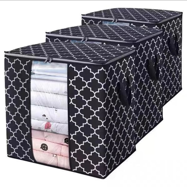 Creative Deco Set Of 3 Jumbo Storage Bags - Slate Grey With Silver Trim