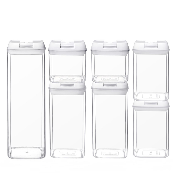 Pack Of 7 Air-Tight Sealed Food Storage Container Set - White
