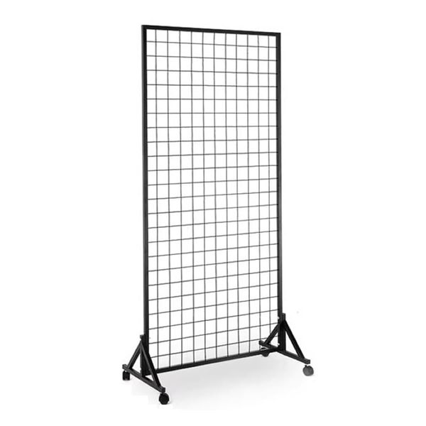 Craft Metal Grid Rack Panel Shelf Organiser Floor Stand Wheels &amp; 20 Piece Hook