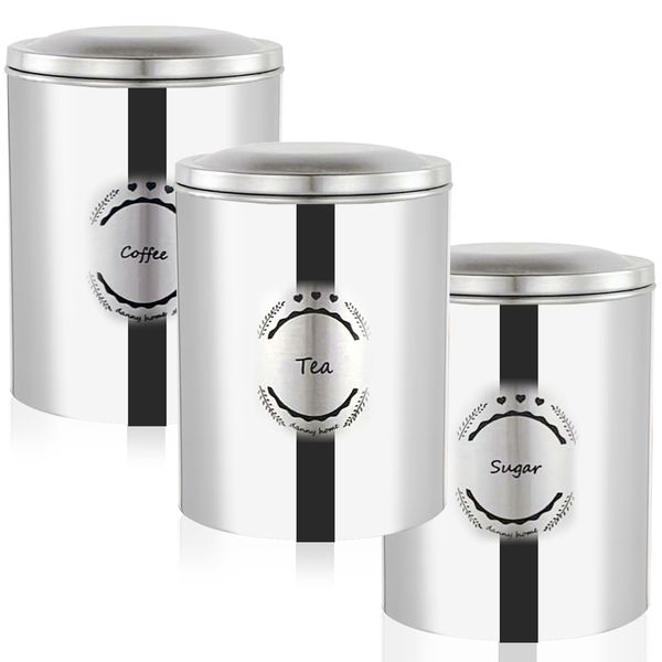 3 Piece Set - Stainless Steel Canisters Sets for the Kitchen