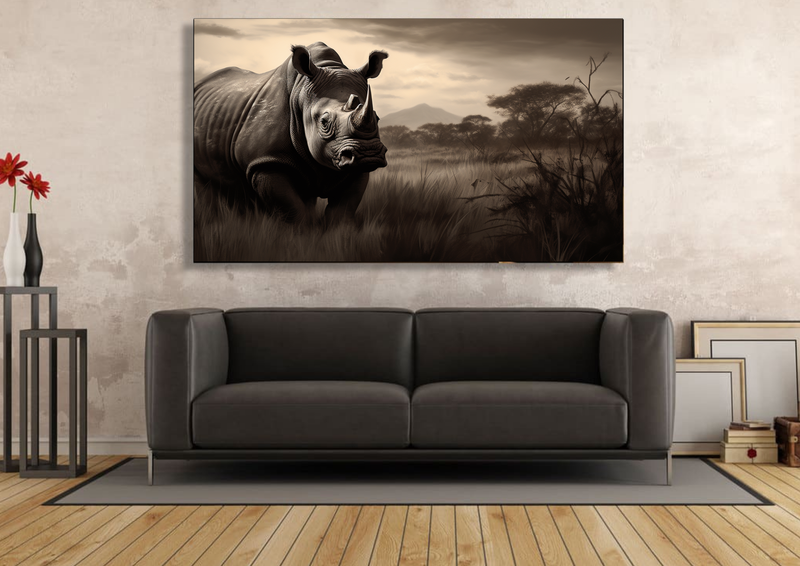 Canvas Wall Art - Dawn Rhino Encounter - HC1070