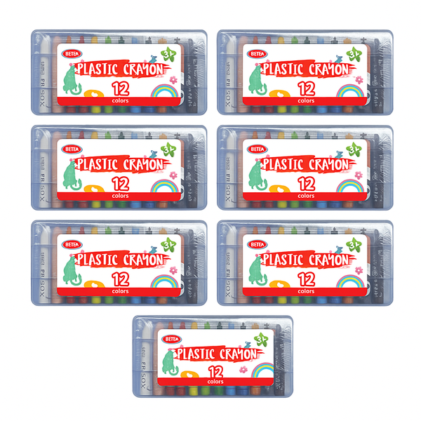 Plastic Crayons - 12 Vibrant Colors ;7 x Boxes