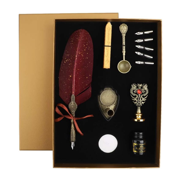 Luxury Gold Feather Quill Calligraphy Set