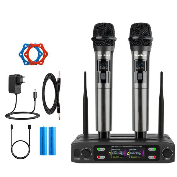 Rechargeable 2-Pack UHF Wireless Microphone System for Karaoke &amp; Events