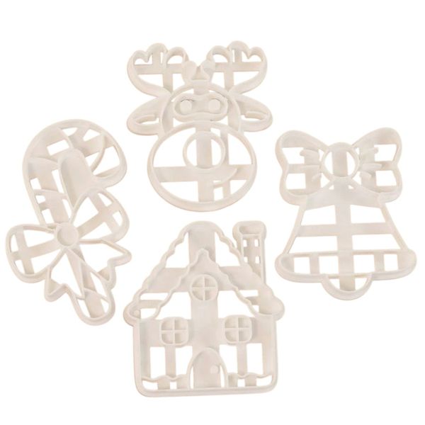 Christmas Themed Design Cookie Cutters - White- 4 Piece