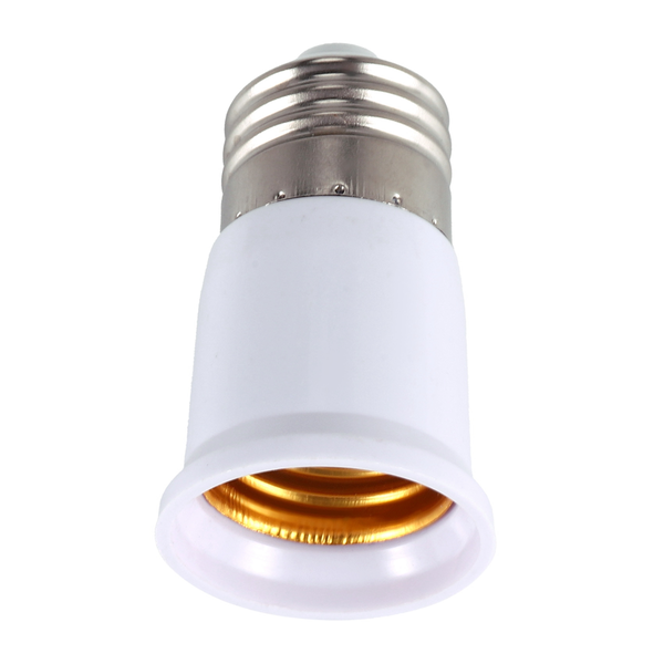 E27 to E27 Bulb Holder Silver Tone White Adapter Extender