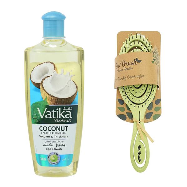 Vatika Coconut Oil 200ml + Bio Brush Circle Shaped Green