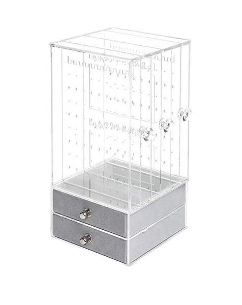 3 Panel Earring Display Organiser With 2 Velvet Drawers