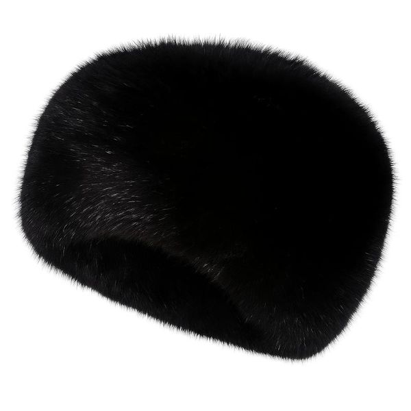 Russain Cossack Faux Fur Mink Hat for Women - Black