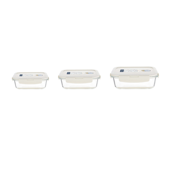 Rectangle 3 Piece Set Glass Lunchbox