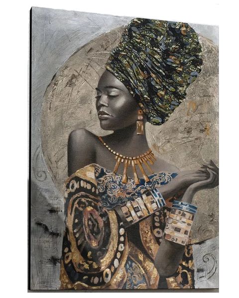 Brown, Gold Cotton Canvas cm Fashion Wall Art African Wall Art