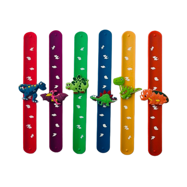 Dinosaur Silicone Slap Bracelets - Pack of 6